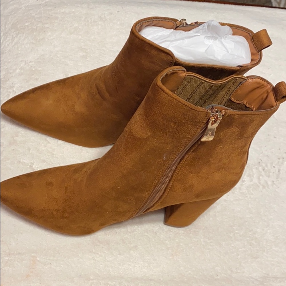Brown suede booties
